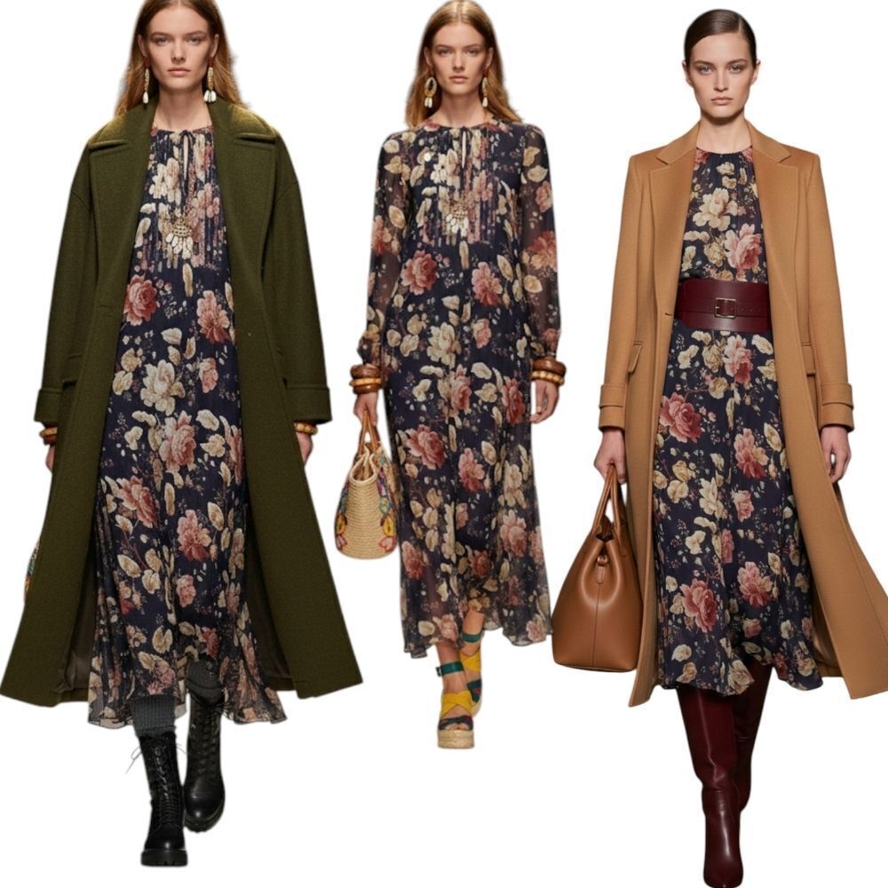 Notes Du Nord Amazing Flower Maggi Silk Floral Dress S